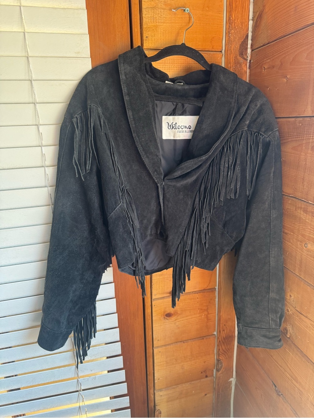Vintage Wilson's Leather black suede fringe jacket